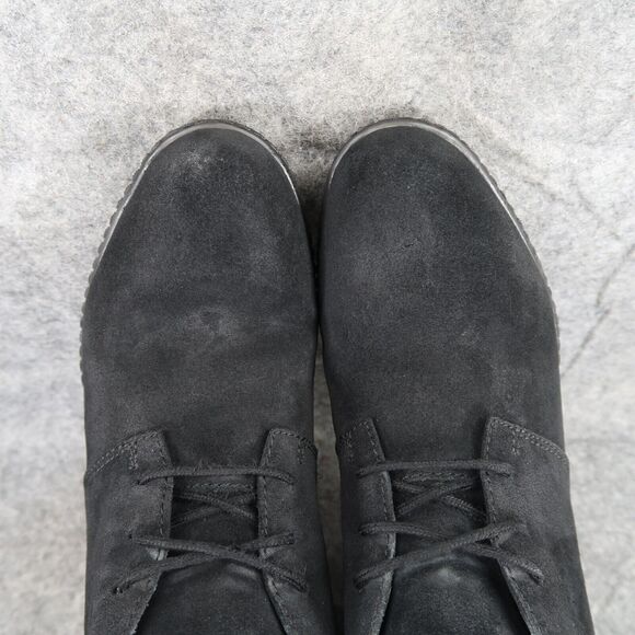 Clarks Shoes Women 7.5 Bootie Wedge Fashion Comfort Leather Classic Chukka Black - Picture 8 of 13